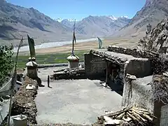 Vue de la vallée de Spiti depuis le monastère (2004).