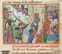 Siège de Paris par Jeanne d'Arc (1429) : Français portant la croix blanche.