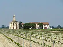 Vignes et chapelle près de Montcalm