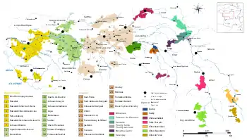 Carte des vignobles de la vallée de la Loire.