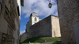 Le château et l'enceinte, vus de l'angle sud-ouest.