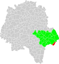 Vue d'une carte de l'Indre-et-Loire indiquant l'emplacement de Villedômain.