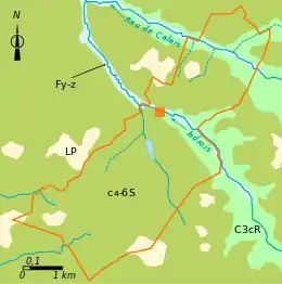 Carte schématisant en couleurs différentes le zonage géologique d'un territoire