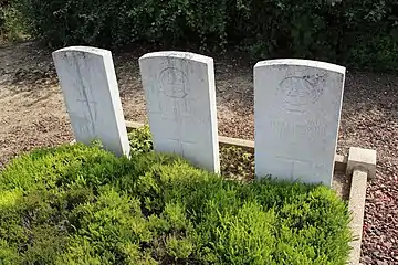 Tombes de soldats britanniques tombés en juillet 1917.