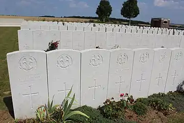 Tombes de soldats britanniques tombés le 28 septembre 1918.
