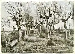 Trognes de bouleaux et bergers, par Vincent van Gogh (1885)