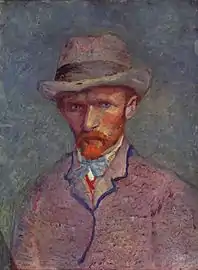 Autoportrait au chapeau gris 1887 huile sur carton, Musée van Gogh