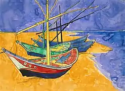 Bateaux de pêche sur la plage des Saintes-Maries-de-la-Mer, par Vincent van Gogh (musée de l'Ermitage de Saint-Pétersbourg).