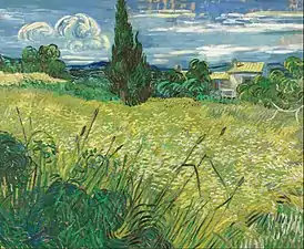 Vincent van Gogh, Champ de blé vert avec cyprès, 1889