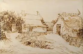 Cabanes dessinées par  Vincent van Gogh.