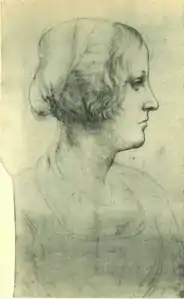 Portrait dessiné d'une femme vue de profil