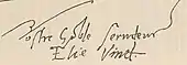 signature d'Élie Vinet