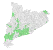 La carte couleur montre en vert les communes viticoles. L'essentiel du vignoble est situé au sud-ouest