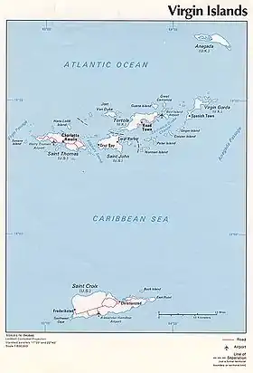 Carte des îles Vierges.