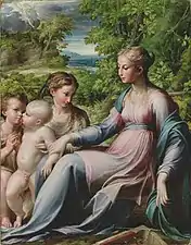 Parmigianino, La Vierge et l'Enfant, Saint Jean Baptiste et Marie Madeleine, vers 1530.
