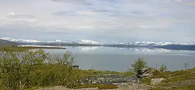 Le lac Virihaure vu depuis Staloluokta