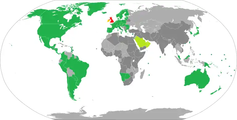 Carte des pays requérant (ou non) un visa