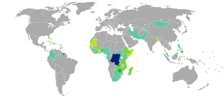 Carte des pays requérant (ou non) un visa