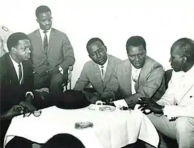 Visite de Sekou Touré à Dakar - x, Habib Thiam, Valdiodio N'diaye, Sekou Touré, x