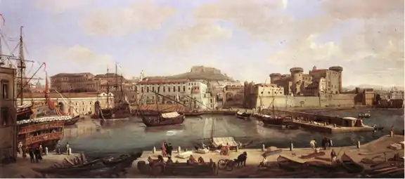 Vue sur le port de Naples, 1700-1710.