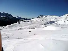 Les pistes de la station du col de San pellegrino.