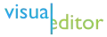 Logo de l'éditeur WYSIWYG de Médiawiki / Wikipédia, décrivant les mots visual (en bleu) et editor (en vert), la lettre finale L du mot visual se prolongeant pour se fusionner avec le mot editor