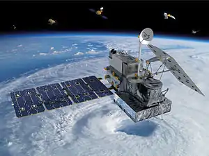 Le satellite GPM Core Observatory coordonne la mesure des précipitations par une flotte de satellites.