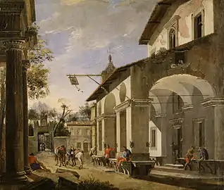 Cour d'une auberge avec ruine classiqueWalters Art Museum