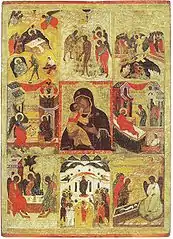 Notre-Dame de Vladimir entourée des fêtes qui lui sont consacrées. 1548/1549. Vologda. Musée-réserve de l'État d'art et d'architecture de Vologda
