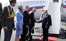 Vladimir Poutine arrivant en Finlande