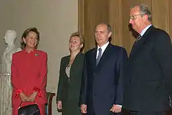 Le président russe Vladimir Poutine et le roi Albert II de Belgique lors d'une visite officielle de la présidence russe à Bruxelles en 2001.