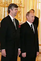 Stanislas Lefebvre de Laboulaye, ambassadeur de France en Russie (2006-2008) avec Vladimir Poutine.