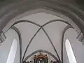 Voûte style gothique angevin, chœur du XIIe siècle.