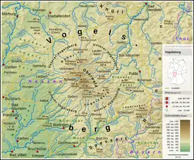 Carte topographique du Vogelsberg.