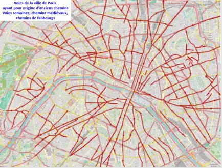 Voies de Paris ayant pour origine d’anciens chemins.