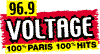 Ancien logo de Voltage sur fond rouge du 9 octobre 2000 au 5 avril 2004