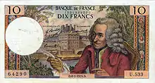 10 francs Voltaire, Face recto