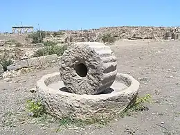 Moulin à trituration avec sa meule dressée - Volubilis