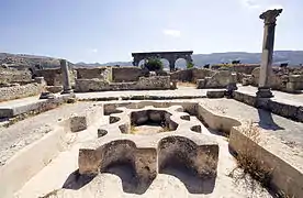 Thermes romains au site archéologique de Volubilis.