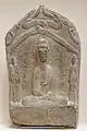 Stèle votive représentant la Pure Trinité taoïste, Chine du nord, 526-532, Musée Guimet.