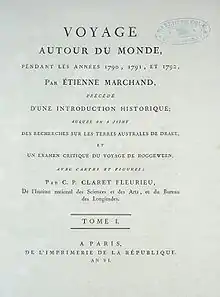 Page de garde du livre de Fleurieu sur l'expédition.