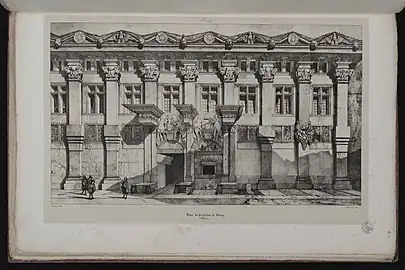 Gravure de la façade telle qu'elle était de la Renaissance jusqu'au premier tiers du XIXème siècle, avant d'être complétée en 1833.