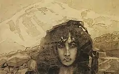 Mikhaïl Vroubel. Démon sur fond de montagne, 1891, aquarelle.