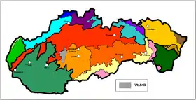 Carte de localisation des monts Vtácník en Slovaquie.