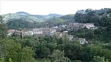  un village sur une crête dans la forêt