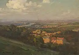 Vue de Paris depuis la terrasse du château de Meudon, Felix Planquette, 1908, coll. part.