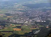 Vue aérienne de Beauvais en direction de l'ouest.