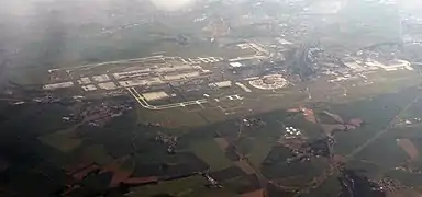 Vue aérienne de Chennevières-lès-Louvres et Épiais-lès-Louvres.