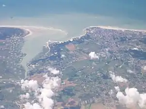 Vue aérienne de la Baie d'Authie dans la Somme lors d'un vol entre Beauvais et Glasgow