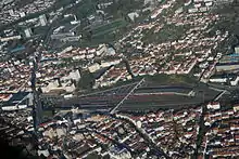Vue aérienne du quartier de la gare de Vichy